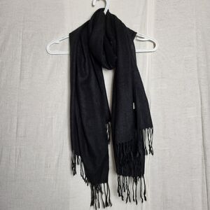 Pashmina Luxury Balck Scarf Cashemere Silk Blend Wrap Handmade Tassel Fringe